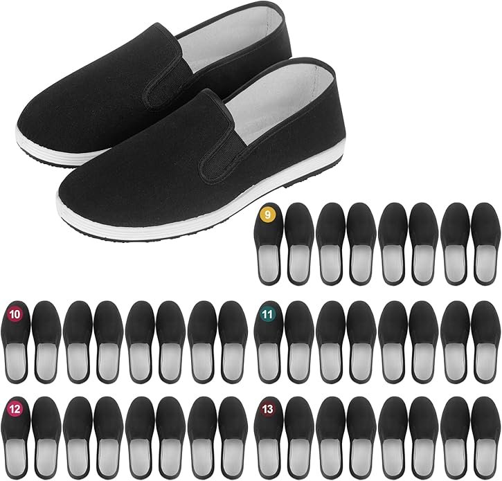 Bulk 20 Pairs Men’s Washable Tennis Shoes for Homeless Shelters Sneakers in US Sizes 9-13 (EU 43-47) – Lightweight All-Season Comfort with Organza Dust Bags Black