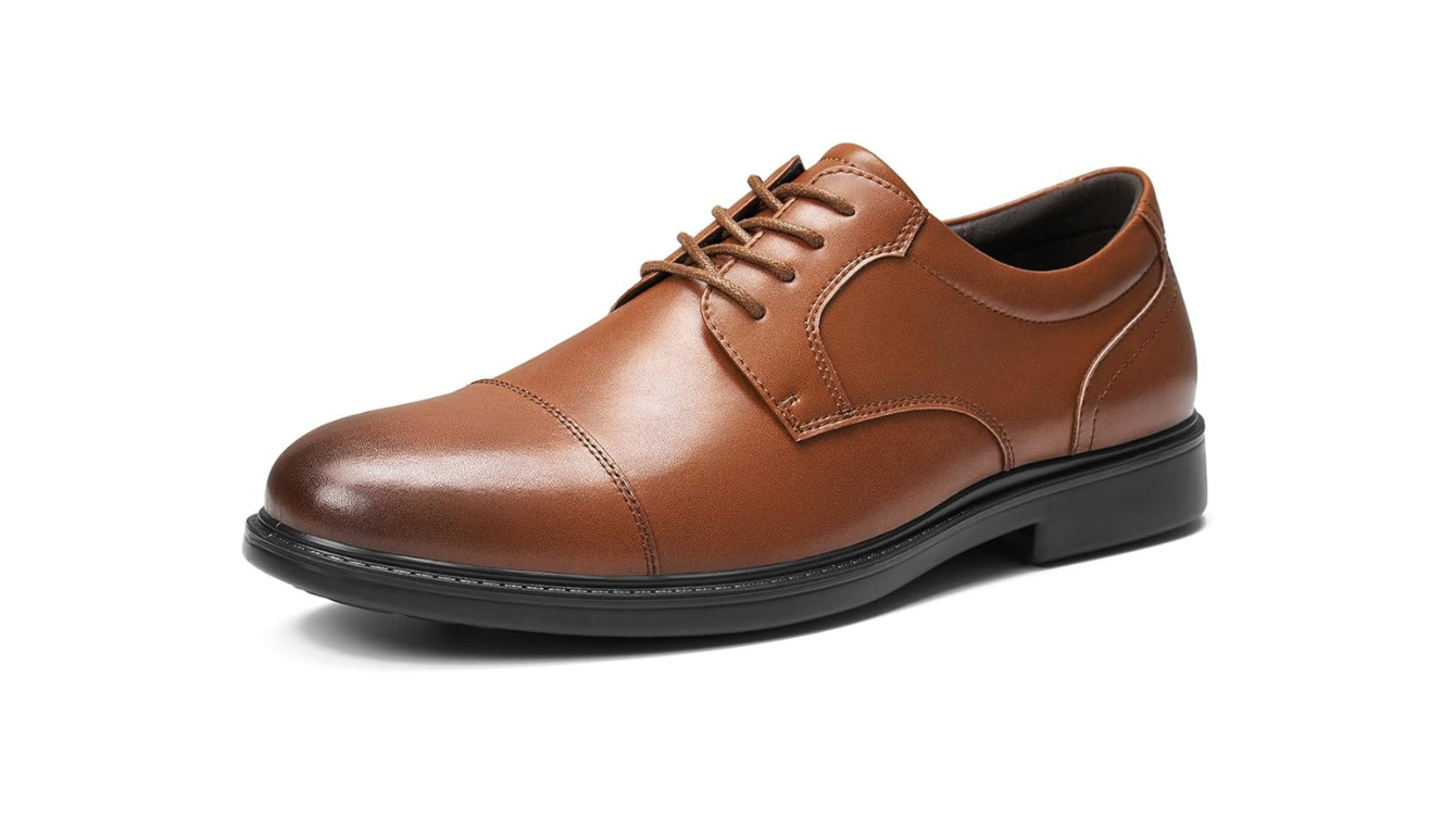 HEEZ Men’s Dress Shoes Split Leather, Comfortable Oxford Dress Shoes for Men Non Slip, Lace Up Formal Shoes for Work Business Office