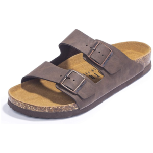 FITORY Mens Sandals, Arch Support Slides with Adjustable Buckle Straps and Cork Footbed Size 7-14.5
