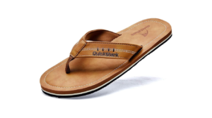 Quickshark Mens Flip Flops Leather Thong Sandals Arch Support Beach Slippers
