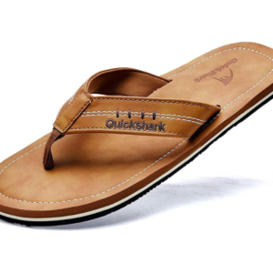 Quickshark Mens Flip Flops Leather Thong Sandals Arch Support Beach Slippers